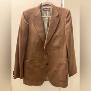 Vintage Lanvin Neiman Marcus Brown Feather Suede Blazer Jacket Mens 42” Chest